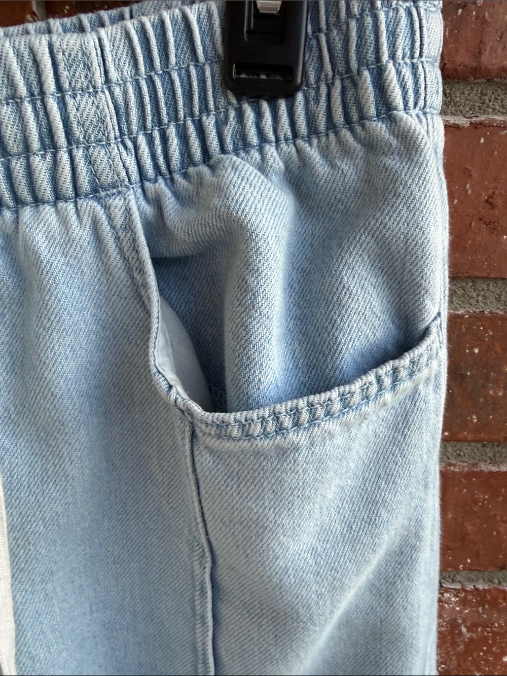Wide Leg Denim Elastic Waist Pants - Picture 3 of 7
